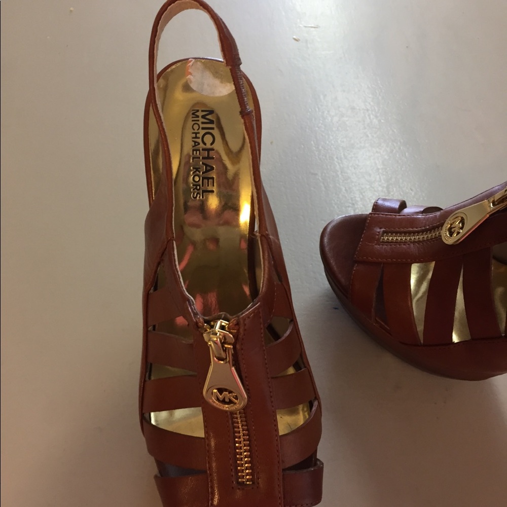Michael Michael Kors Peep Toe Leather Heels 7M - Picture 2 of 6